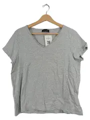 Vorschaubild 1 von Damen T-Shirt V-Ausschnitt Grau Meliert Gr. XL Basic