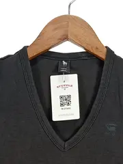 Vorschaubild 2 von Herren T-Shirt Gr. 34 Schwarz Casual V-Ausschnitt