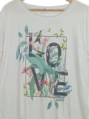 Vorschaubild 2 von Collection Damen T-Shirt Gr. 40 Weiß Tropical Print LOVE