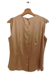 Vorschaubild 3 von Damen Bluse Beige Gr. L Acetat Elegant Ärmellos