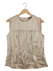 Vorschaubild 1 von Damen Bluse Beige Gr. L Acetat Elegant Ärmellos