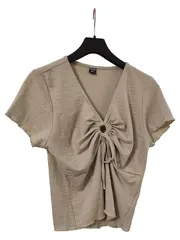 Vorschaubild 1 von Damen Top Casual Beige Gr. 42/XL Rippstrick Raffung