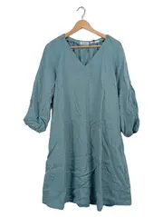 Vorschaubild 1 von Damen Leinenkleid Tunika Gr. 40 Petrol Casual Sommer