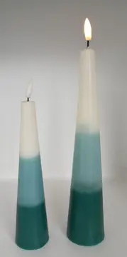 Vorschaubild 4 von Kerzen Set 2 Stück Kegelkerzen Farbverlauf Grün Weiß Deko