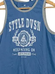 Vorschaubild 2 von Kinder Tanktop Gr. 164 Blau Logo Print Freizeit Baumwolle