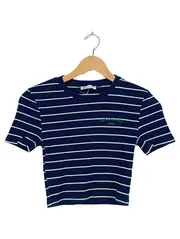 Vorschaubild 1 von Damen T-Shirt Crop Top Gestreift Los Angeles Gr. 38/M Blau