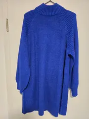 Vorschaubild 2 von Strickkleid Rollkragen Damen Gr. XL Blau Oversized Langarm