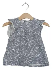 Vorschaubild 1 von Mädchen Kleid Blumenmuster Gr. 80 blau Rüschen Baumwolle