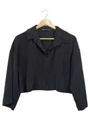 Vorschaubild 2 von Damen Pullover Schwarz Gr. 38, M Casual Cropped Viskose