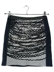 Vorschaubild 2 von Rock Damen Gr. 36 Schwarz Grau Schurwolle Muster
