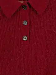 Vorschaubild 3 von Damen Pullover Polokragen Rot Gr. XS Wolle Alpaka