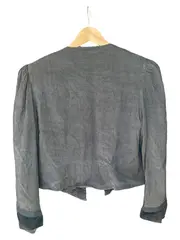 Vorschaubild 2 von Damen Blazer Jacke Gr. 42/XL Grau Vintage Seide Elegant