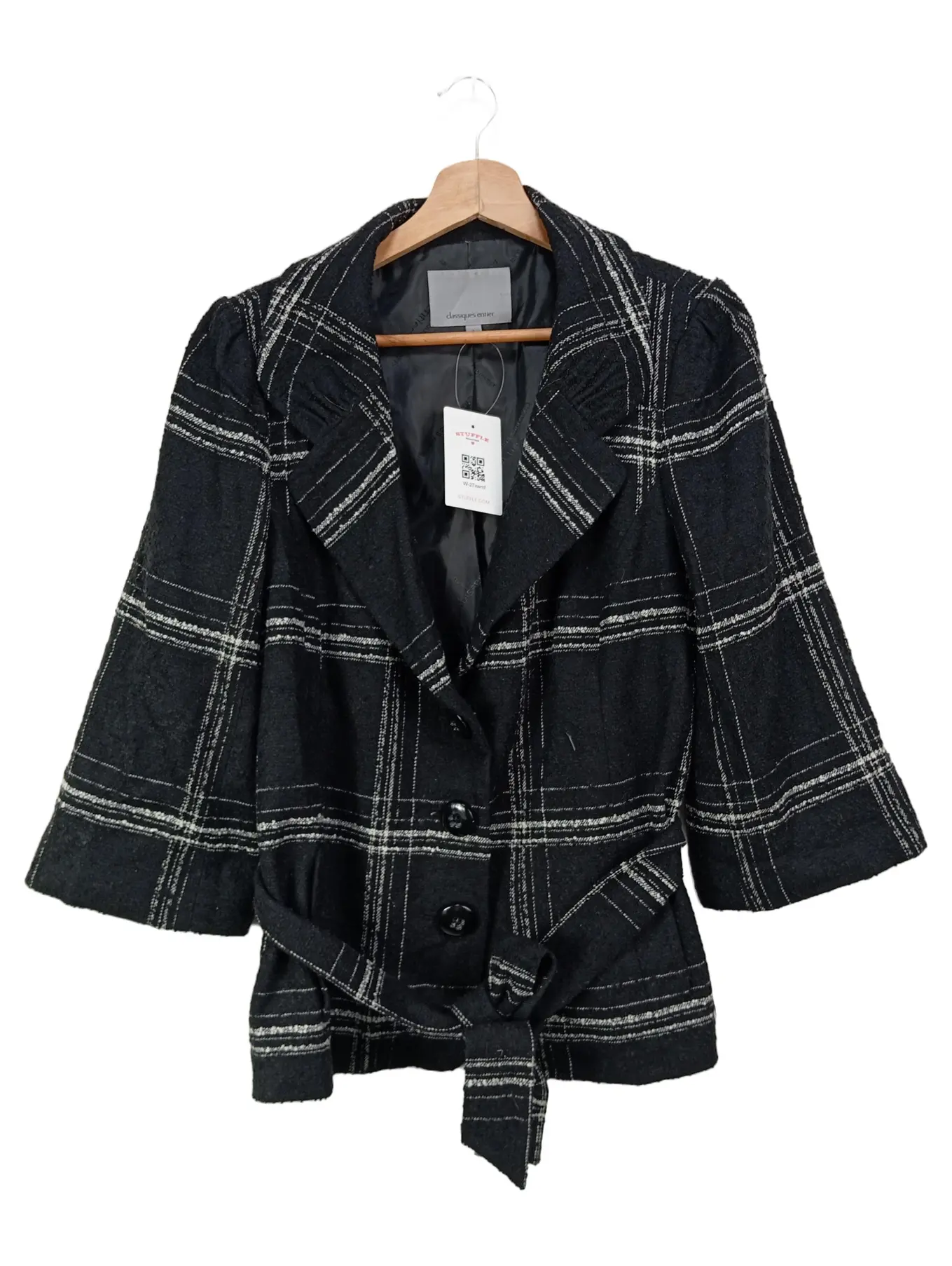 CLASSIQUES ENTIER Damen Blazer Gr. 40/L Schwarz Kariert Elegant Business