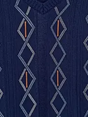 Vorschaubild 2 von Herren Pullunder Strickweste V-Ausschnitt Rautenmuster Blau Gr. 54