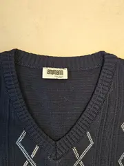 Vorschaubild 6 von Herren Pullunder Strickweste V-Ausschnitt Rautenmuster Blau Gr. 54