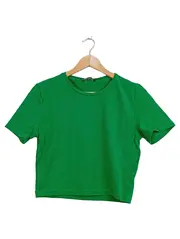 Vorschaubild 1 von Damen Crop T-Shirt Kurzarm Grün Basic Gr. L