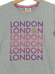 Vorschaubild 2 von Damen T-Shirt Grafik Print Kurzarm Grau Gr. 40/L Freizeit Sportlich