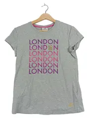Vorschaubild 1 von Damen T-Shirt Grafik Print Kurzarm Grau Gr. 40/L Freizeit Sportlich