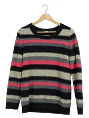 Vorschaubild 1 von Damen Pullover Gr. 38 M gestreift schwarz rot grau Strick
