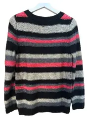 Vorschaubild 3 von Damen Pullover Gr. 38 M gestreift schwarz rot grau Strick
