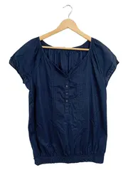 Vorschaubild 1 von Damen Hemdbluse Blau Einheitsgröße Casual Kurzarm Bluse Shirt