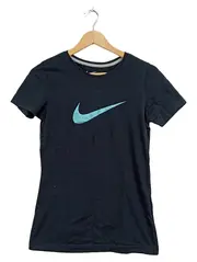Vorschaubild 1 von Damen T-Shirt Schwarz Gr. 38 M Sportlich Logo Print Slim Fit