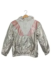 Vorschaubild 1 von Mädchen Windbreaker Jacke Gr. 152 Silber Rosa Metallic Kapuze