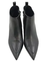 Vorschaubild 2 von Damen Stiefeletten Leder Schwarz Gr. 39 Kitten Heel Spitze