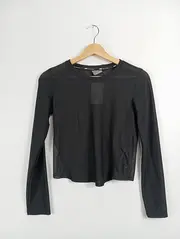 Vorschaubild 2 von Damen Langarmshirt Sport Laufshirt Polyester Mesh Schwarz Gr. 34 XS