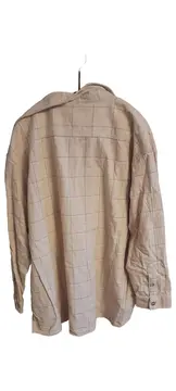 Vorschaubild 2 von Damen Hemdbluse Gr. 48 Beige Kariert Baumwolle Langarm