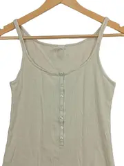 Vorschaubild 2 von Damen Top Trägertop Rippstrick Knopfleiste Beige Gr. XS