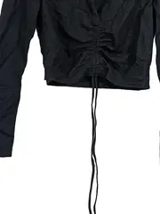 Vorschaubild 3 von Damen Langarm Top Viskose Raffung Schnürung Schwarz Gr. 36 S
