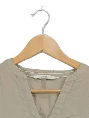 Vorschaubild 3 von Damen Bluse Langarm Leinen Baumwolle Beige Gr. 34/XS