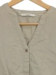 Vorschaubild 4 von Damen Bluse Langarm Leinen Baumwolle Beige Gr. 34/XS