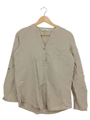 Vorschaubild 1 von Damen Bluse Langarm Leinen Baumwolle Beige Gr. 34/XS