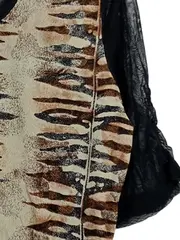 Vorschaubild 3 von TAIFUN Damen T-Shirt Tigerprint Netzärmel Gr. 40/L Beige Schwarz
