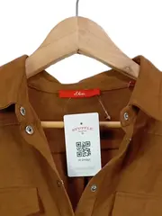 Vorschaubild 2 von Hemdbluse Damen Langarm Uni Braun Gr. 42 XL Freizeit Casual