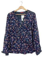 Vorschaubild 1 von Damen Bluse Langarm Blumenmuster Boho Gr. L/42 Blau