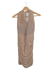 Vorschaubild 1 von Damen Cocktailkleid Gr. 38 Beige Neckholder Korsett Raffung