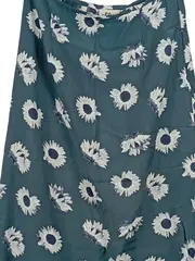 Vorschaubild 3 von A-Linienrock Damen Petrol Blumenmuster Viskose Midirock Gr. 40/L