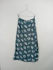 Vorschaubild 2 von A-Linienrock Damen Petrol Blumenmuster Viskose Midirock Gr. 40/L