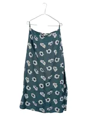 Vorschaubild 1 von A-Linienrock Damen Petrol Blumenmuster Viskose Midirock Gr. 40/L