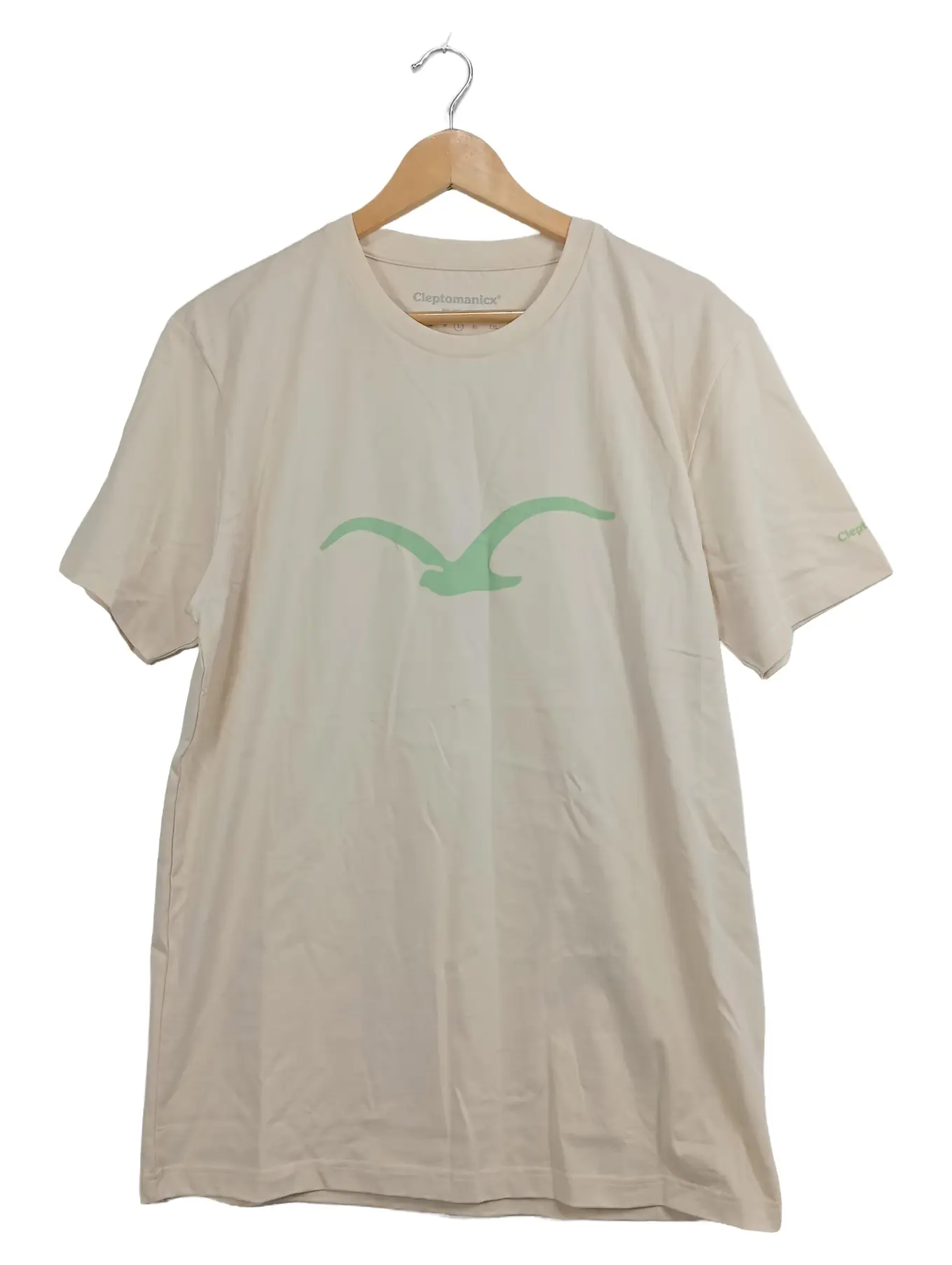 CLEPTOMANICX Herren T-Shirt L Beige Tiermotiv Baumwolle Kurzarm Freizeit