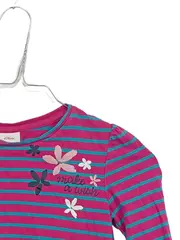 Vorschaubild 3 von Mädchen Langarmshirt Gr. 116/122 Pink Gestreift Blumen
