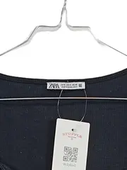 Vorschaubild 3 von Damen Rippstrick Crop Top V-Ausschnitt Schwarz Größe S