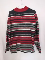 Vorschaubild 2 von Damen Pullover Gr. 46 Stehkragen Gestreift Rot Grau Modal