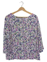 Vorschaubild 1 von Bluse Damen Viskose Blumenmuster 3/4 Arm Gr. 42 XL