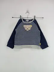 Vorschaubild 2 von Langarmshirt Bär Gestreift Blau Gr. 104 Jungen Sweatshirt Baumwolle