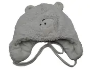 Vorschaubild 1 von Baby Wintermütze Gr. 47 Weiß Bärenmotiv Ohrenklappen Fleece