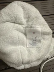 Vorschaubild 3 von Baby Wintermütze Gr. 47 Weiß Bärenmotiv Ohrenklappen Fleece